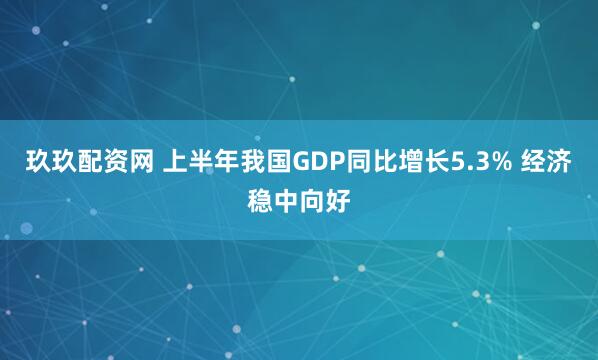 玖玖配资网 上半年我国GDP同比增长5.3% 经济稳中向好